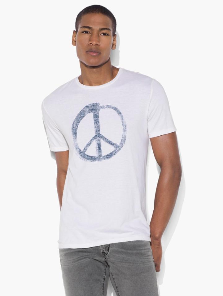 John Varvatos Peace Symbol Graphic Tee Optic White Size: Xs