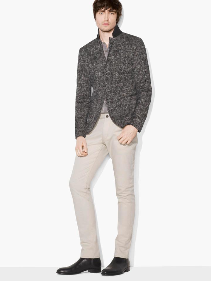 John Varvatos Jacquard Hook & Bar Jacket Black/white Size: 46