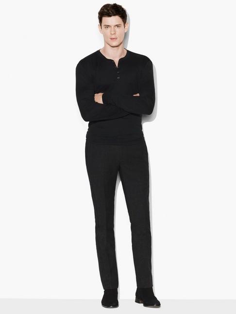 John Varvatos Pima Cotton Ribbed Henley