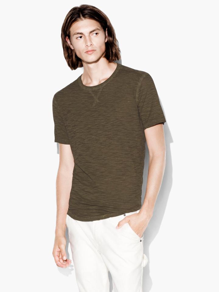 John Varvatos Coverstitch Tee Moss Green Size: Xs