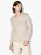 John Varvatos Ribbed Henley Optic White Size: S