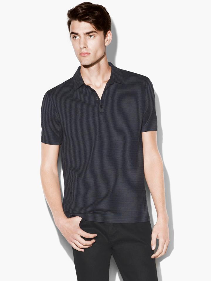 John Varvatos Silk Cotton Hampton Polo Black Size: S