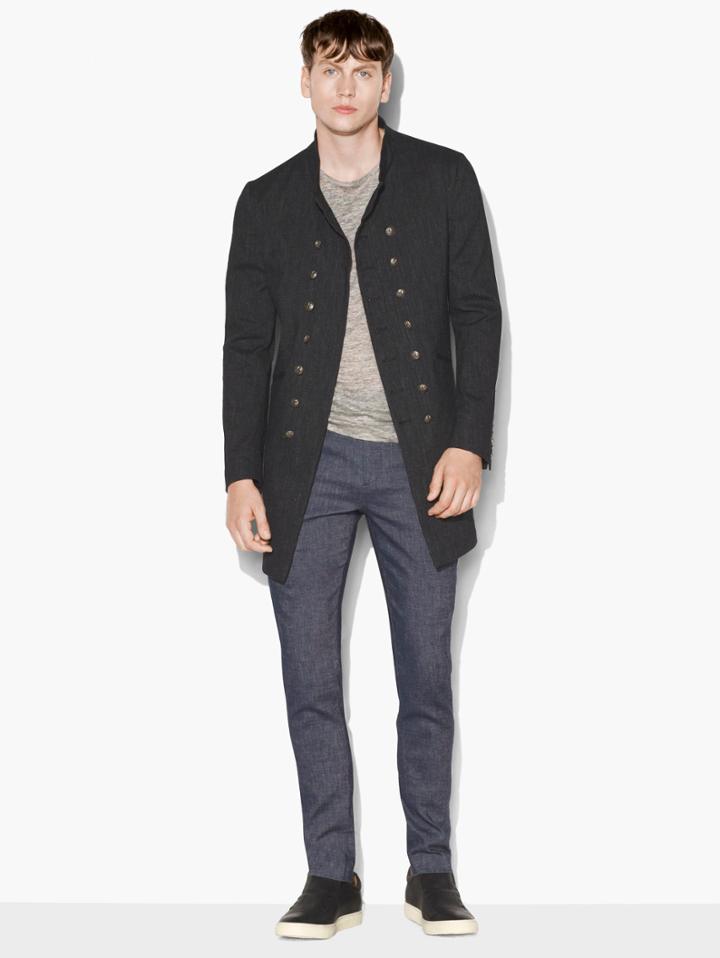 John Varvatos Double Breasted Coat Black/off White Size: 44