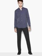 John Varvatos Stand Collar Shirt Black Grape/black Size: S