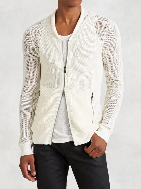 John Varvatos Linen Cotton Open Weave Cardigan