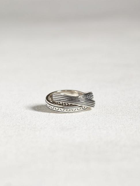 John Varvatos Sterling Silver Textured Roll Ring