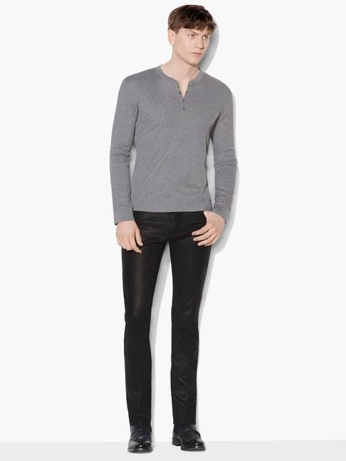 John Varvatos Pima Cotton Ribbed Henley  Size: Xxl