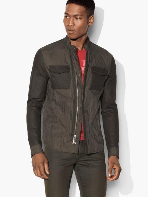 John Varvatos Nylon Combo Shirt Jacket