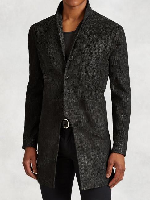 John Varvatos Scored Leather Cutaway Coat