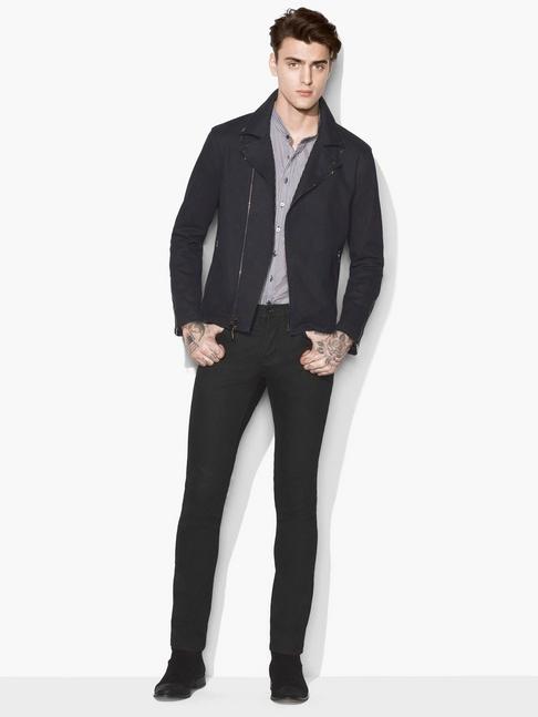 John Varvatos Denim Biker Jacket Midnight Size: 46