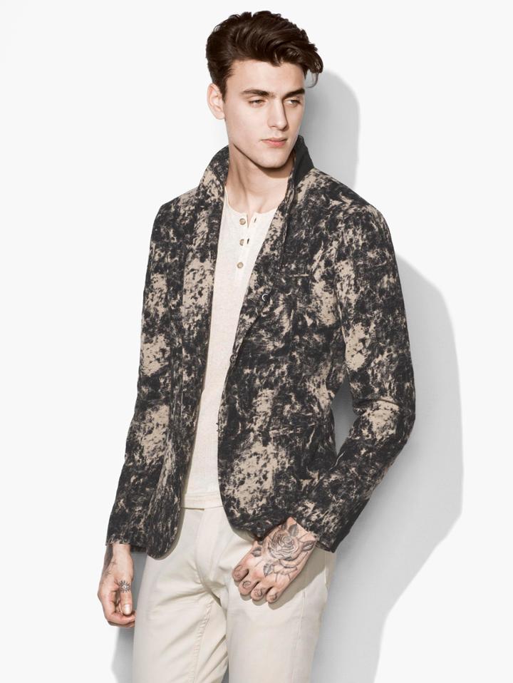 John Varvatos Marbled Jacquard Jacket Black Size: 48