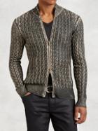 John Varvatos Foil Cable Knit Sweater