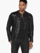John Varvatos Band Collar Leather Jacket Black Size: Xs