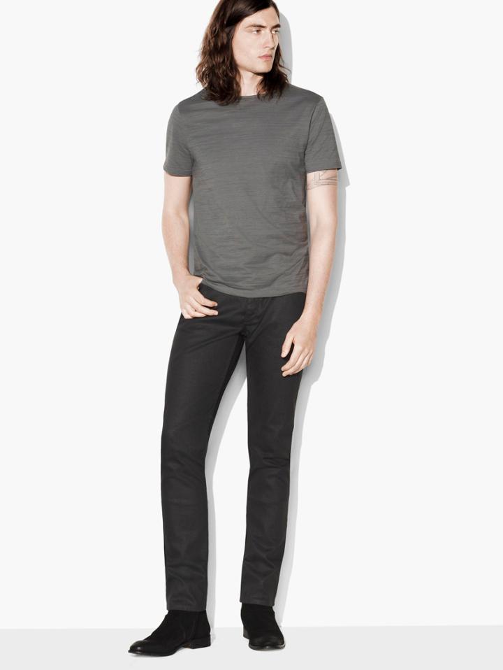 John Varvatos Cotton Slub Crewneck Medium Grey Size: Xs