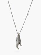 John Varvatos Silver Feather Pendant Necklace
