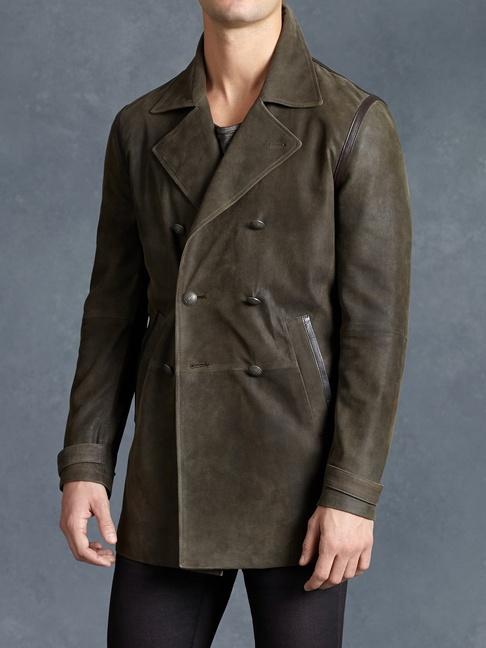 John Varvatos Leather Peacoat