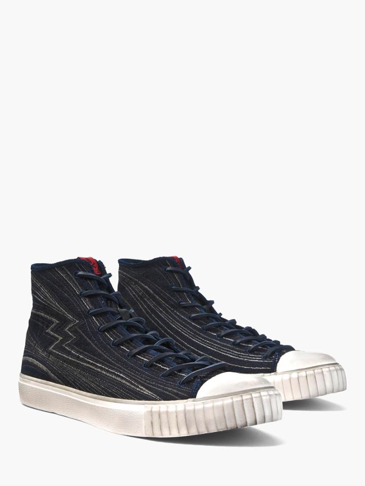 John Varvatos Lightening Bolt Jacquard Mid-top Midnight Size: 7