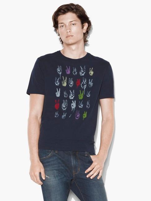 John Varvatos Peace Sign Rows Tee  Size: Xs