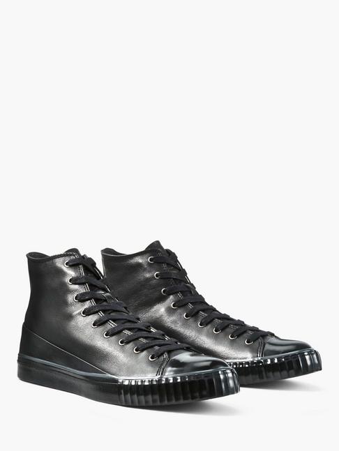 John Varvatos Leather Mid Top Black Size: 7.5