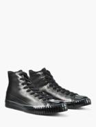 John Varvatos Leather Mid Top Black Size: 7.5