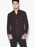 John Varvatos Band Collar Shirt Burgundy Size: S