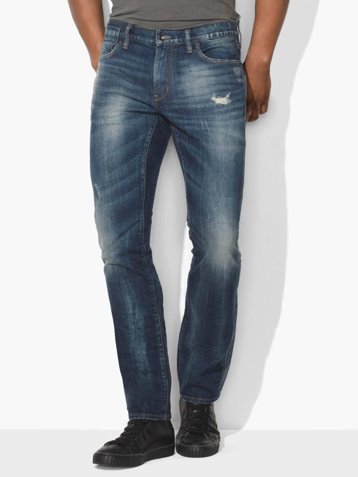 John Varvatos Bowery Distressed Jean Blue Stone Size: 28