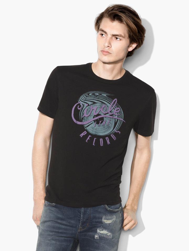 John Varvatos Circle Line Records Tee Black Size: Xs