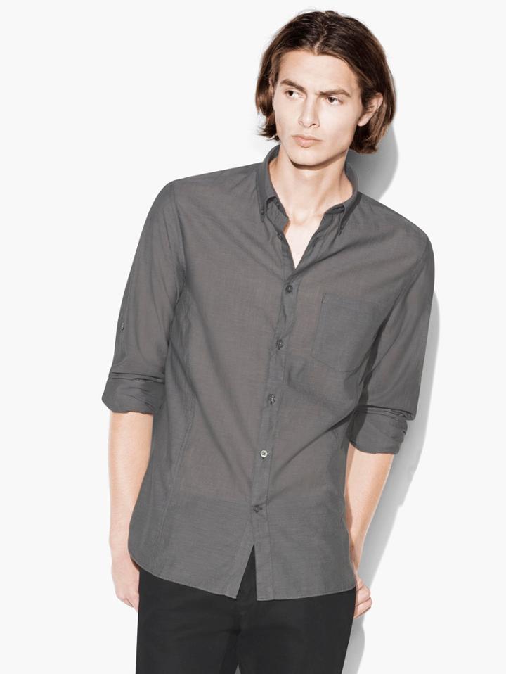 John Varvatos Roll-up Sleeve Shirt Elephant Size: S