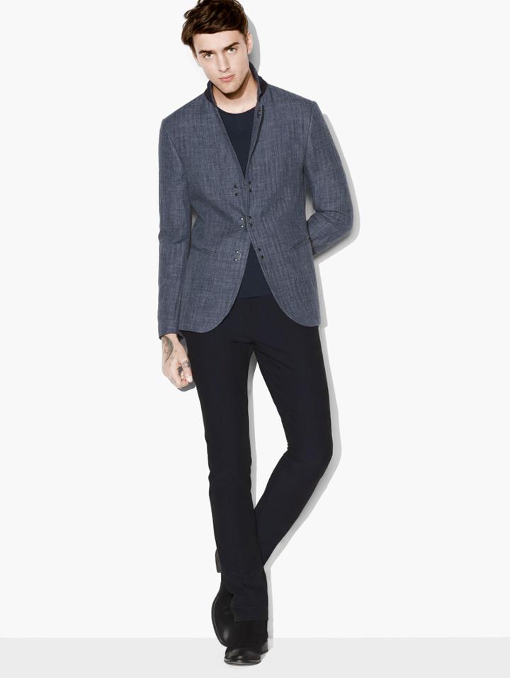 John Varvatos Double Face Hook & Bar Jacket Ocean Size: 44