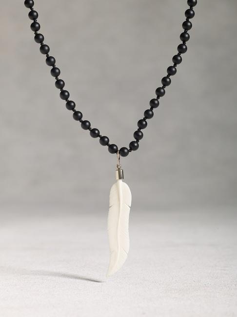 John Varvatos Carved Bone Feather Necklace