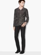 John Varvatos Cotton-silk Band Collar Shirt Carbon Size: Xs