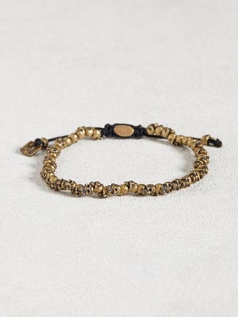 John Varvatos Single Row Brass Skull Bracelet
