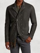 John Varvatos Double Breasted Suede Cutaway Jacket