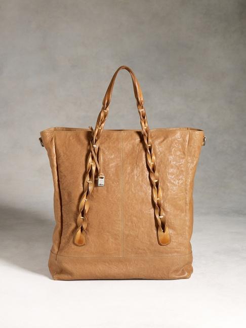 John Varvatos Tan Fleetwood Shopper Braided Handles