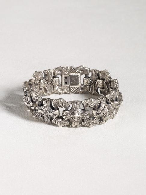 John Varvatos Sculpted Sterling Silver Bracelet With Red Topaz