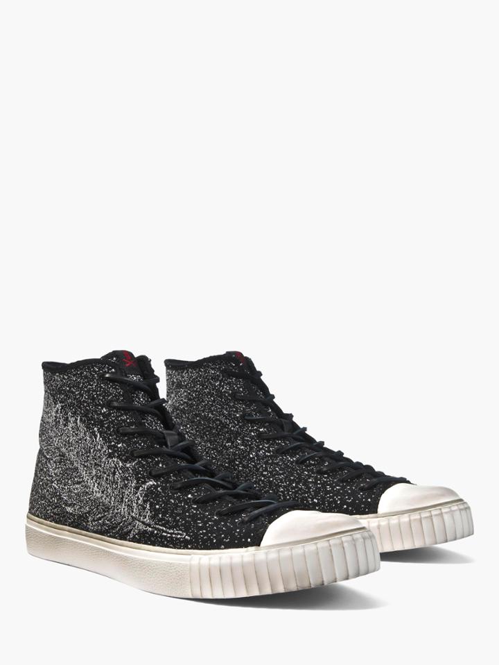 John Varvatos Feather Jacquard Mid-top Black/white Size: 7