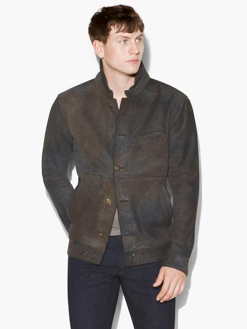 John Varvatos Button Front Leather Jacket  Size: 44