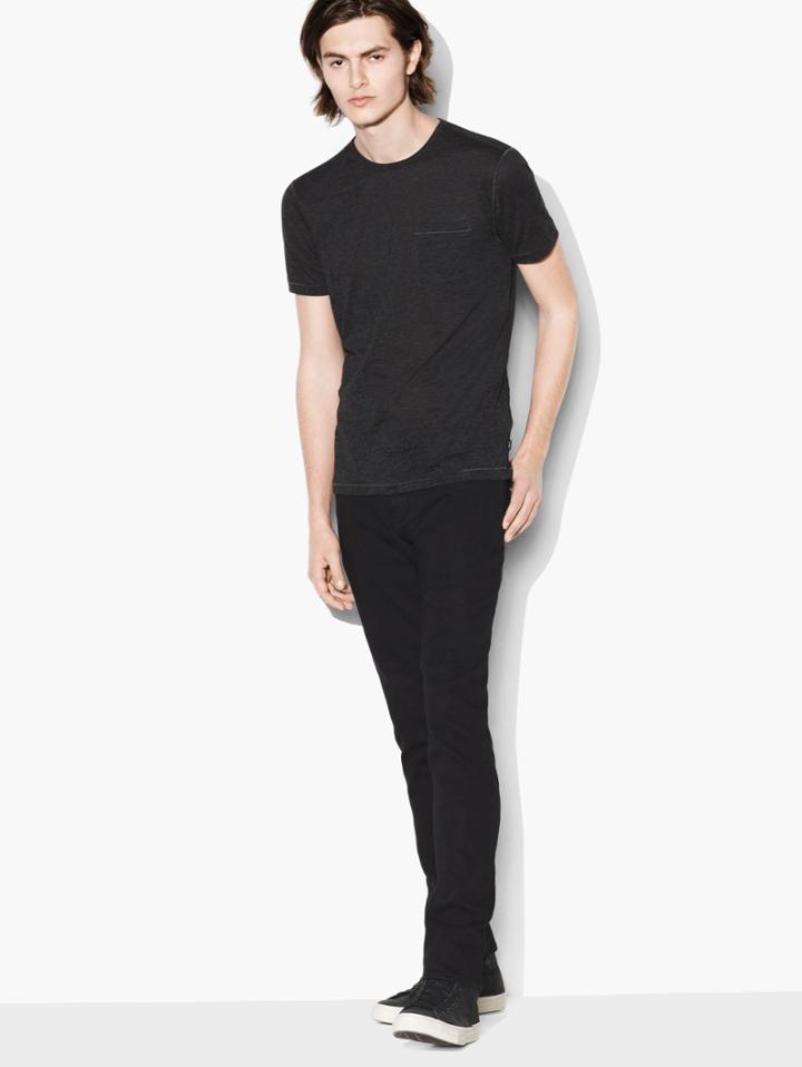 John Varvatos Short Sleeve Burnout Crew Neck Black Size: Xs