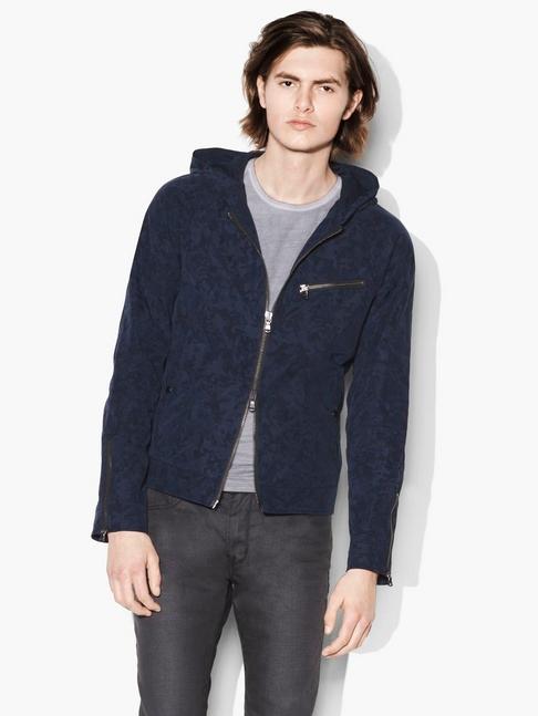 John Varvatos Hooded Nylon Camo Jacket