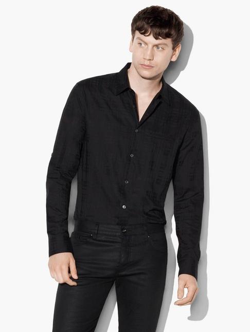 John Varvatos Plaid Jacquard Shirt