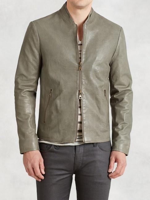John Varvatos Baseball Inspired Leather Jacket