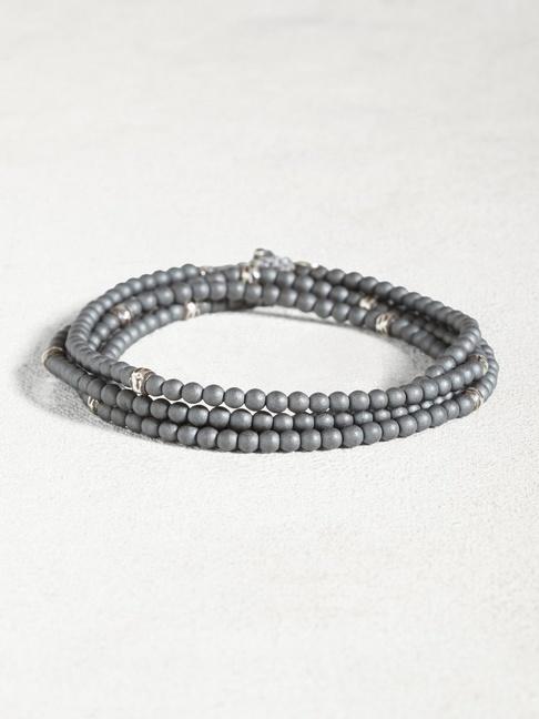 John Varvatos Hematite & Sterling Multi-wrap Bracelet