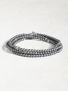 John Varvatos Hematite & Sterling Multi-wrap Bracelet