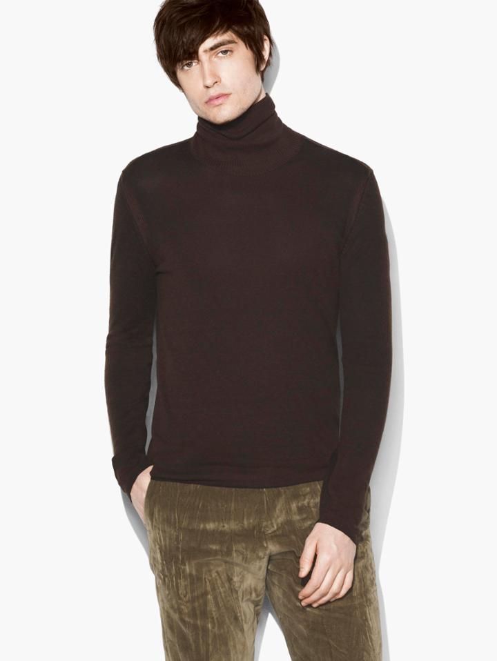 John Varvatos Artisan Turtle Neck Sweater Chocolate Size: S