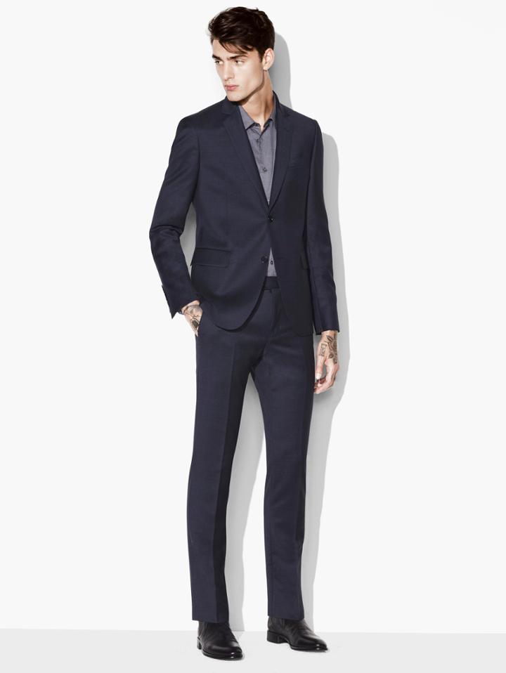 John Varvatos Austin Textured Sportcoat Midnight Size: 44 Sh