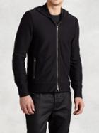 John Varvatos Zip Hoodie With Leather Elbow Patches