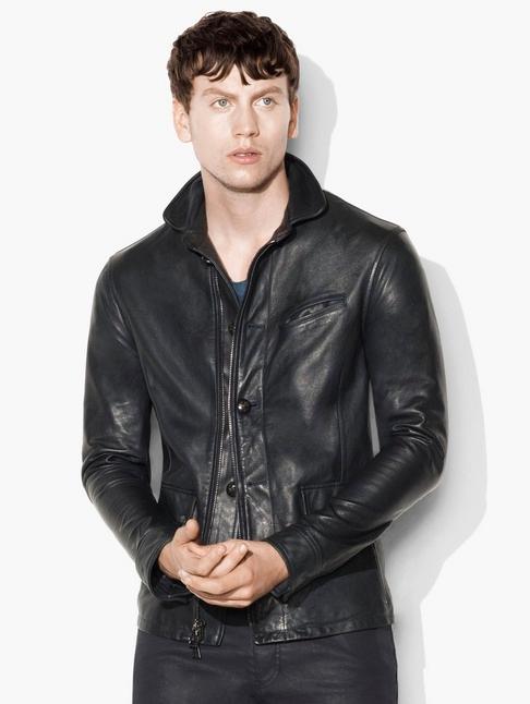 John Varvatos Skull Button Leather Jacket