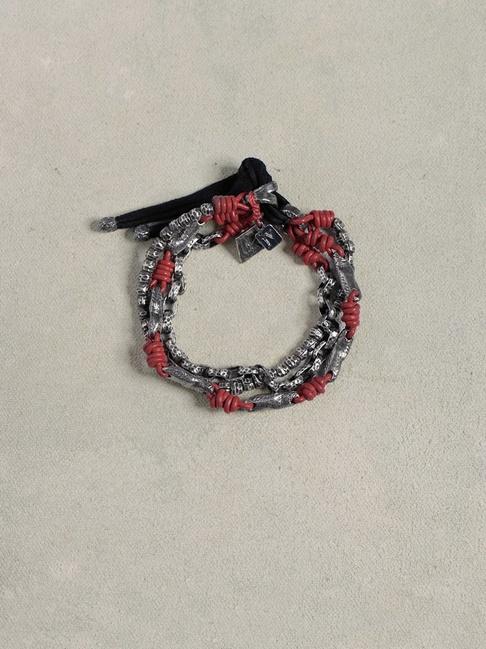 John Varvatos Leather & Silver Mix Bracelet