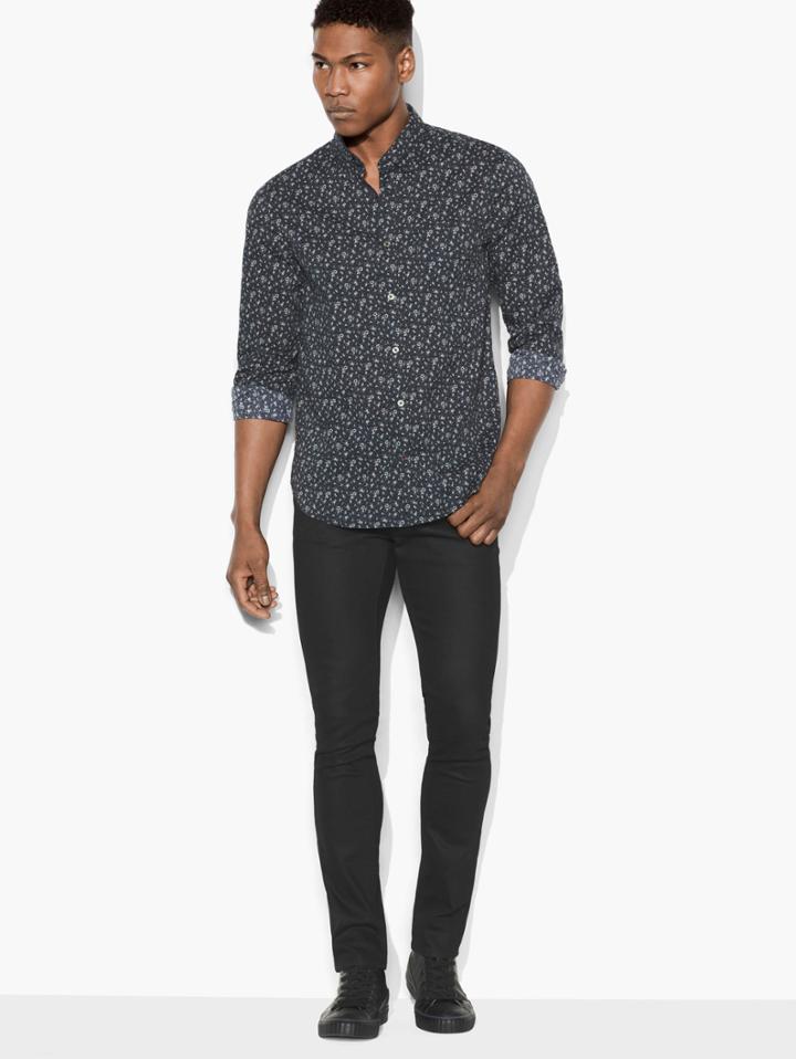 John Varvatos Allover Floral Shirt Charcoal Size: S