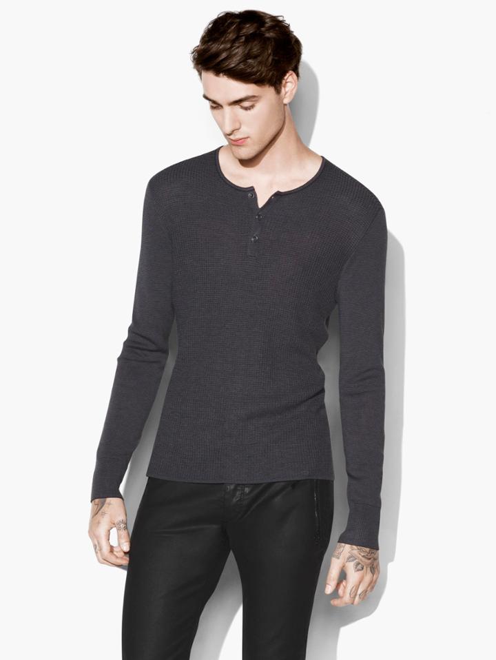 John Varvatos Silk-cashmere Waffle Henley Capri Size: Xs